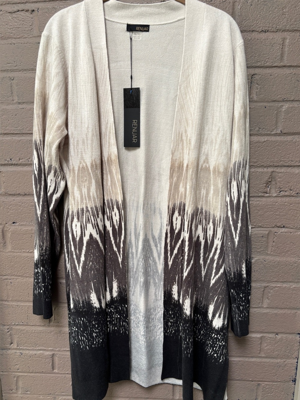 Renuar Cream, Tan & Black Ombre Open-Front Cardigan XL